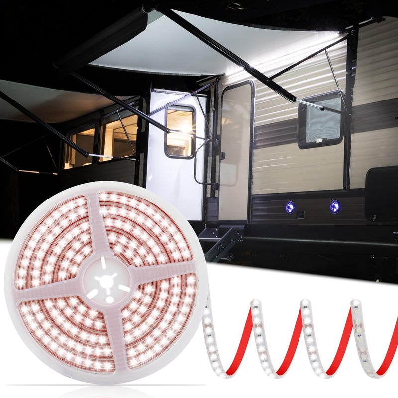 CCBASEBALL 20FT RV Awning Lights, IP68 Waterproof Camper Awning Lights, 12v White Rv Led Strip Lighting for Motorhome Travel,Travel Trailers, Camper, Food Trucks - Image 1